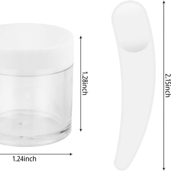 20 pcs 10 Gram 10 ml Jars, Sample Pots, Mini Jars With Lids, Clear Round Plastic - Picture 2 of 4